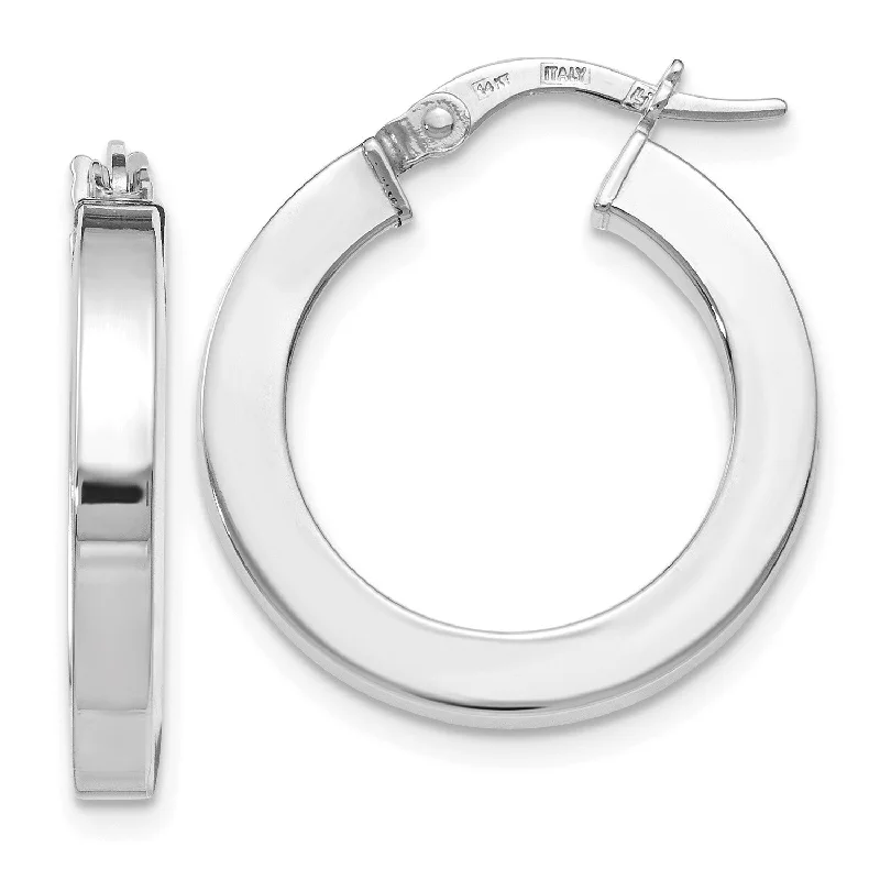 Women’s gemstone drop earrings-14KT White Gold 22X20MM Hoop Earrings