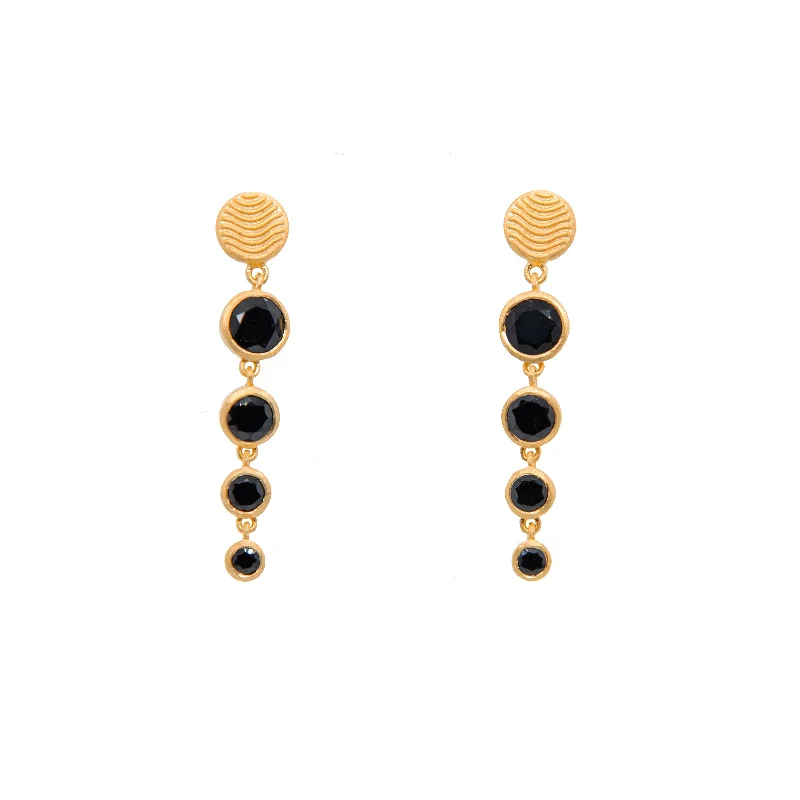 Women’s cubic zirconia earrings-Serenity 4 Bezel Drop Earrings 24K Gold Vermeil