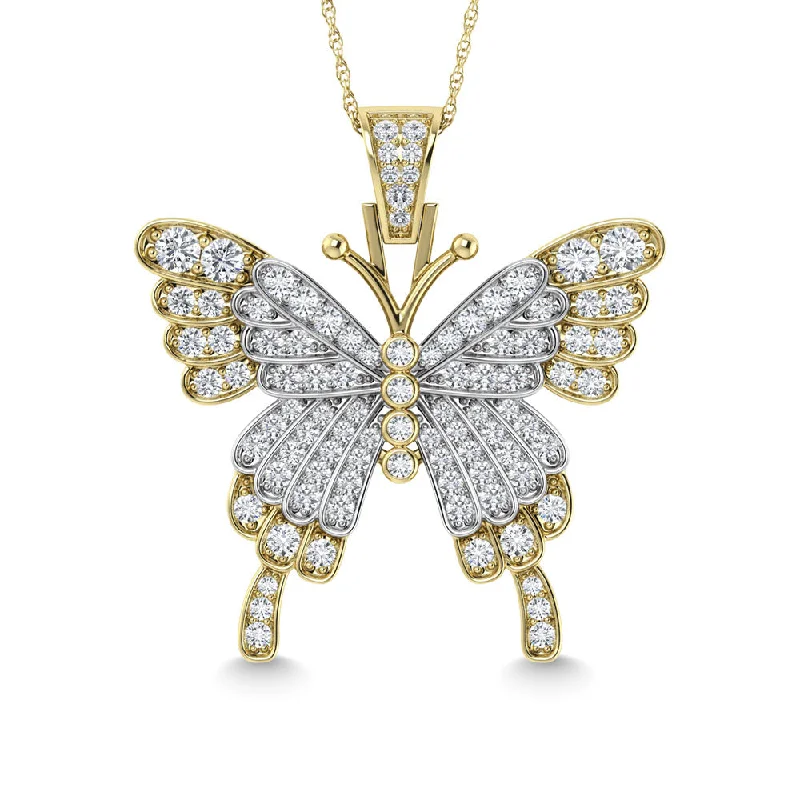 Women’s adjustable necklace-Diamond  1 Ct.Tw. Butterfly Pendant in 10K Two Tone