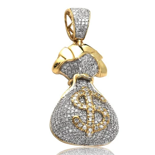 Women’s moonstone necklace-10K 1.05CTW DIAMOND MONEY BAG PENDANT