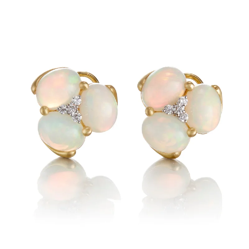 Women’s wedding hoop earrings-Opal Cabochon Cluster Earrings