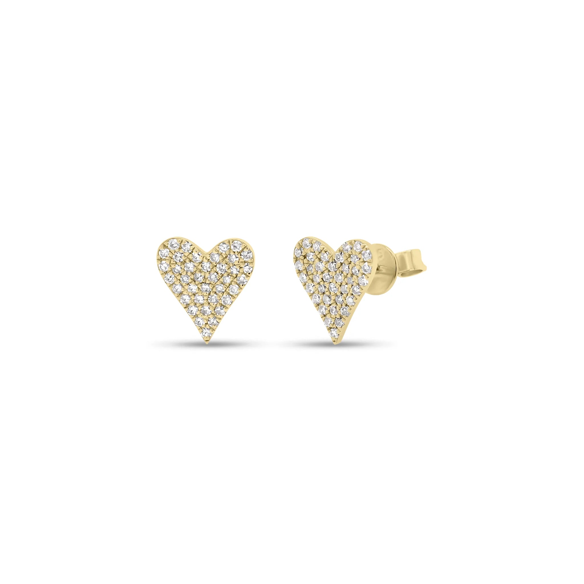 Women’s gemstone drop earrings-Pave Heart Diamond Studs