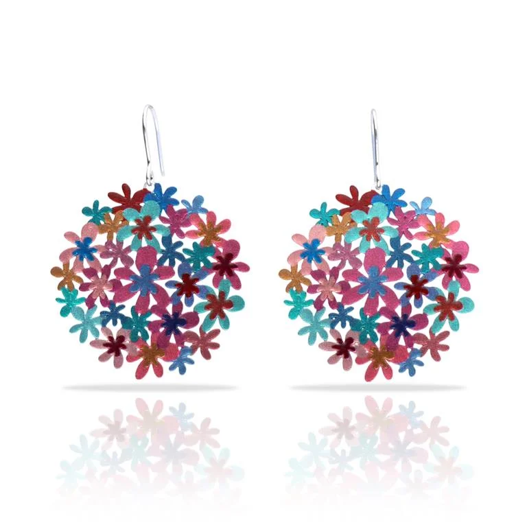 Women’s custom earrings-RAS Turquoise Bouquet Silver Small Earrings