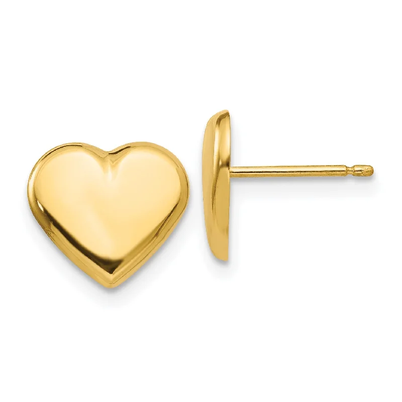 Women’s chunky earrings-14KT Yellow Gold 9X10MM Heart Stud Earrings