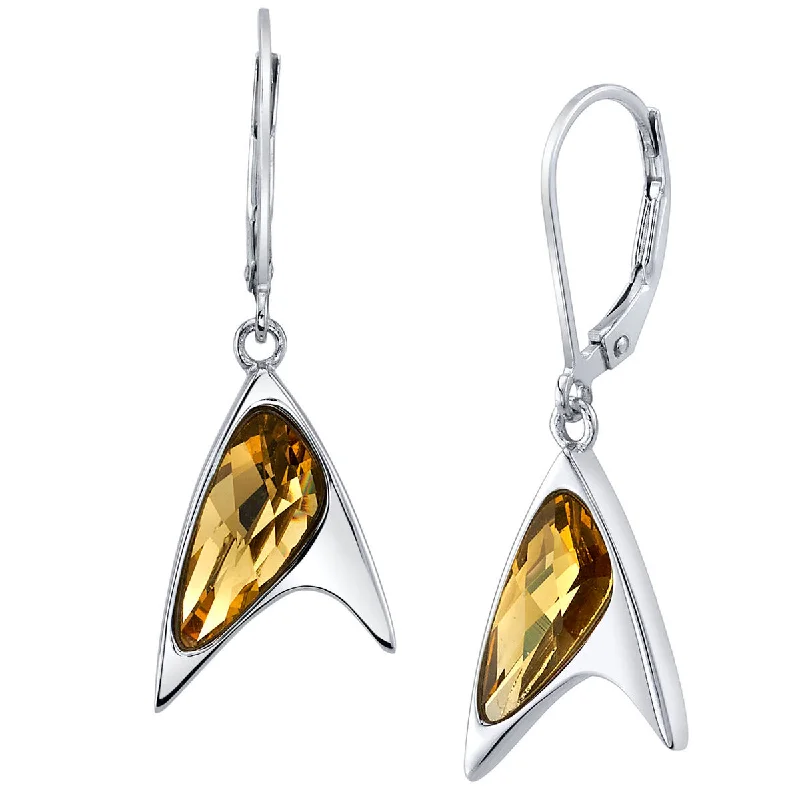 Women’s custom earrings-Star Trek X RockLove Yellow Crystal Delta Earrings