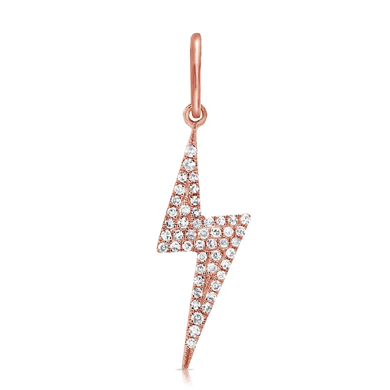 Women’s layered pendant necklace-14K Rose Gold Diamond Lightning Bolt Pendant