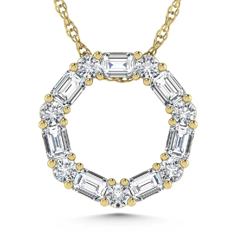 Women’s art deco necklace-14K Yellow Gold Lab Grown Diamond 1 Ct.Tw. Fashion Pendant