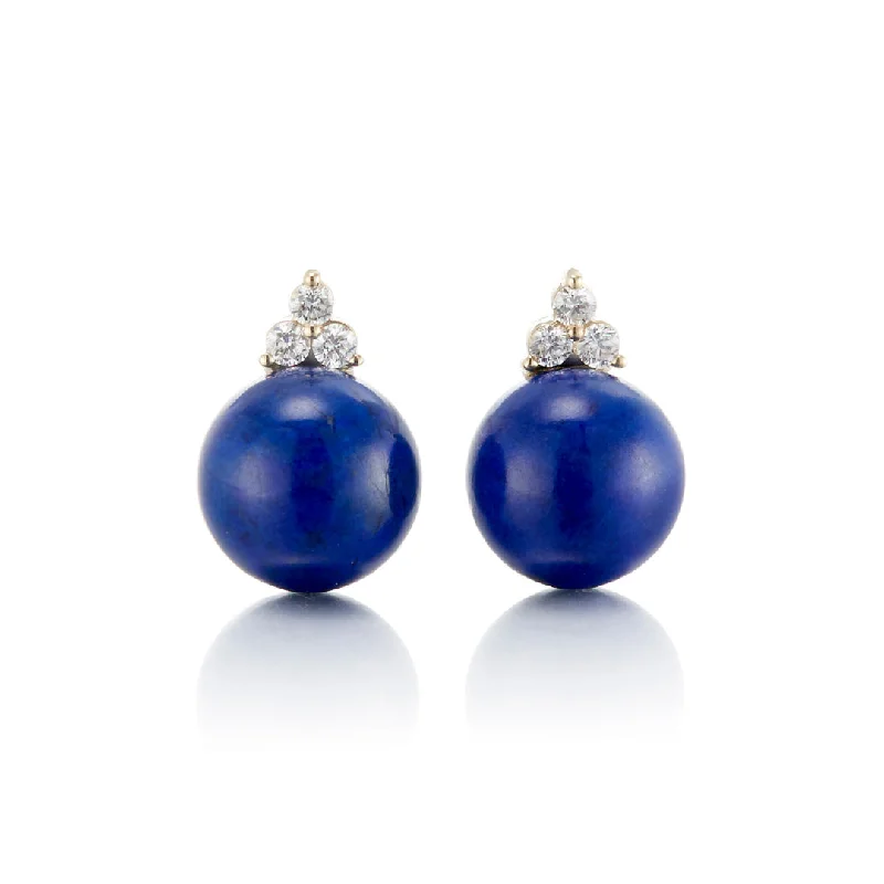 Women’s silver stud earrings-Madison Earrings in Lapis & Diamonds