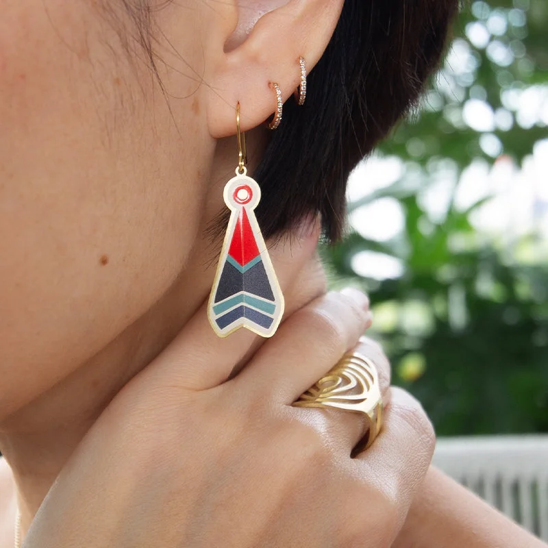 Women’s circular earrings-RAS Native Southwest Arrowhead Gold Earrings