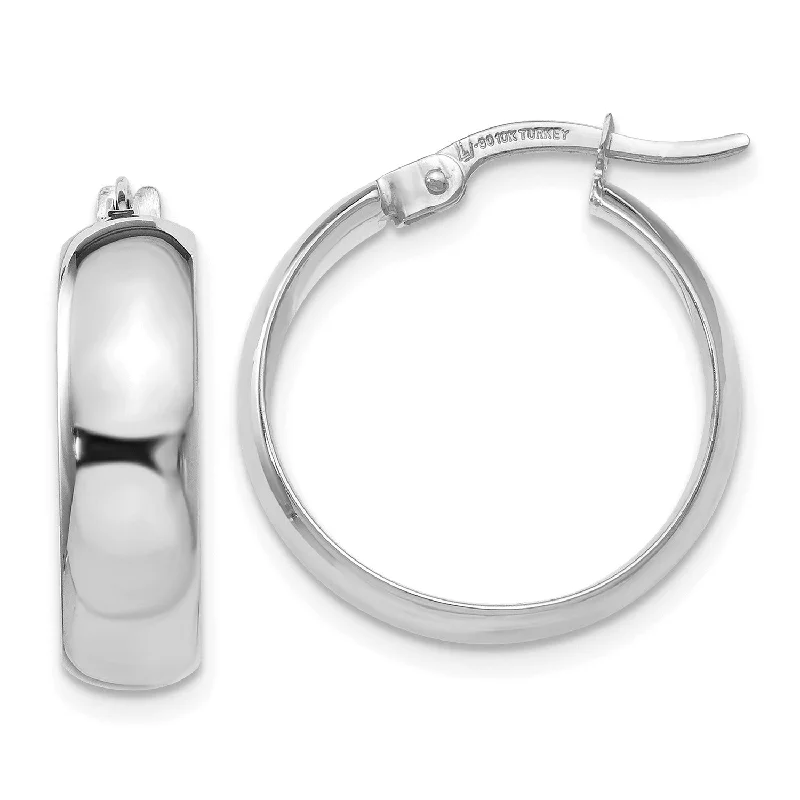 Women’s butterfly earrings-10KT White Gold 19X4MM Hinged Hoop Earrings