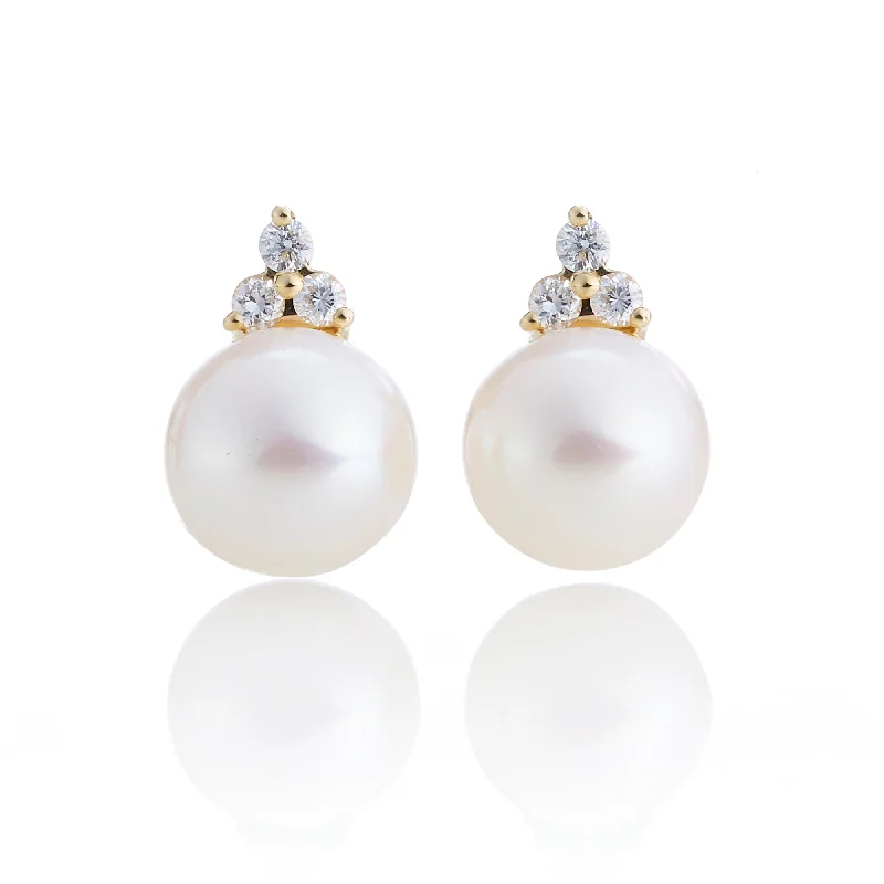 Women’s dangling earrings-Madison Earrings in Pearls & Diamonds