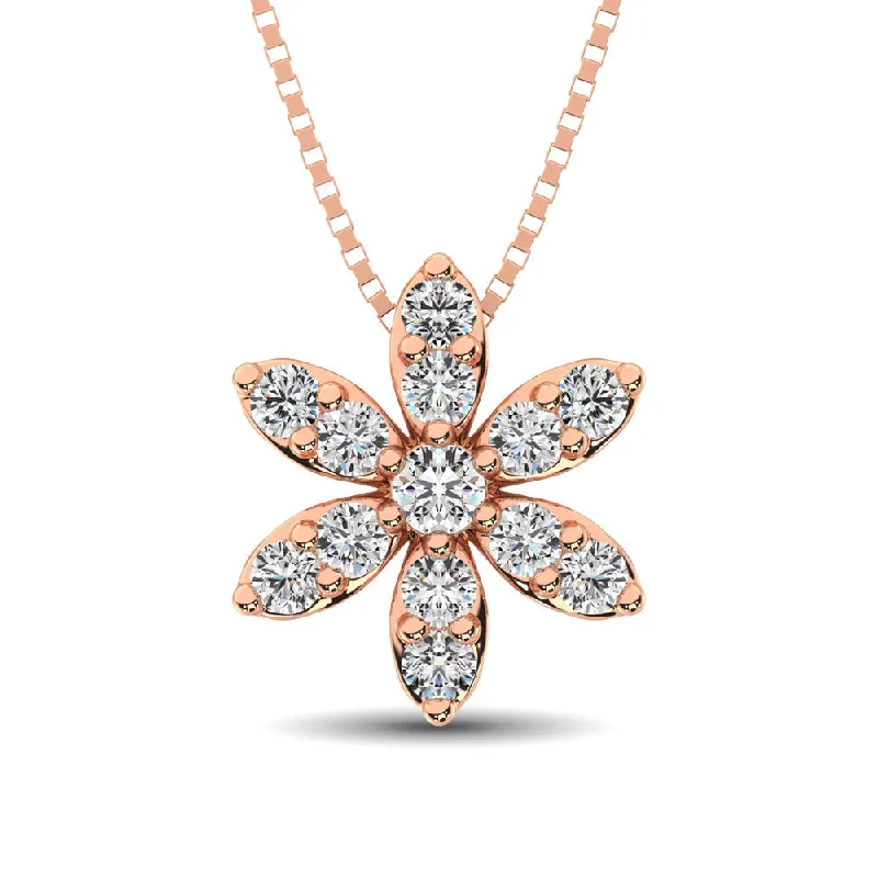 Women’s gemstone pendant necklace-Diamond 1/4 Ct.Tw. Flower Pendant