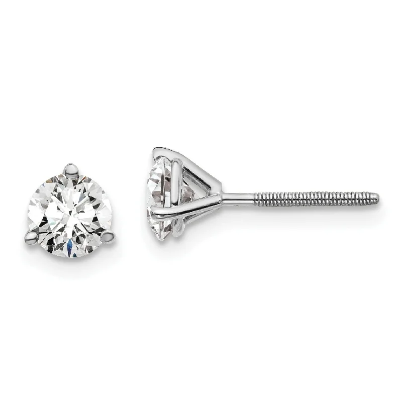 Women’s vintage earrings-EcoLove 1 CTW Round GHI or IGI or GSI Certified Lab Grown Diamond Stud Screwback Earrings in 14KT White Gold