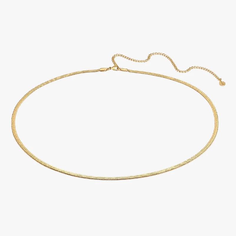 Women’s minimal gold necklace-Herringbone Waist Chain in Gold