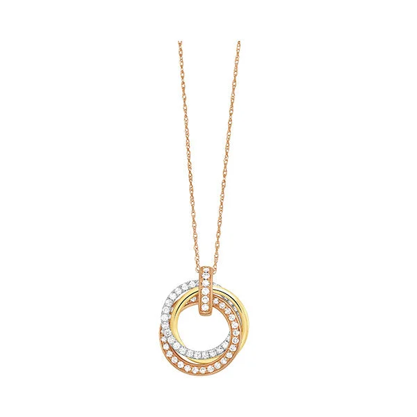 Women’s chain necklace-14K Tri-Color Gold Diamond Pendant