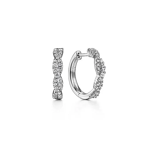 Women’s diamond eternity engagement ring-Diamond Twist Hoops in White Gold by Gabriel & Co.