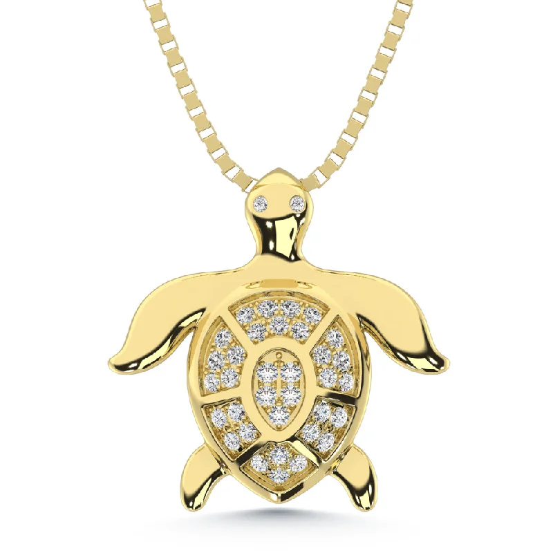 Women’s moonstone necklace-14K Yellow Gold Diamond 1/4 Ct.Tw. Turtle Pendant