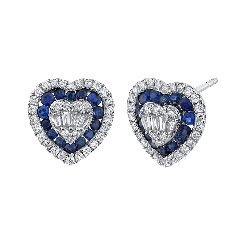 Women’s fashion earrings-Gemstone Heart Studs