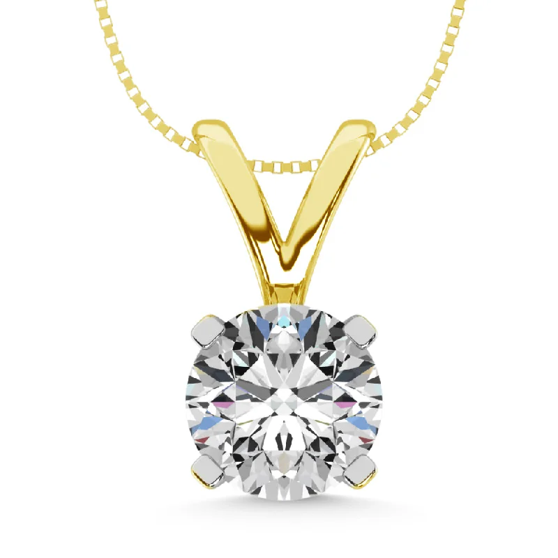 Women’s layered pendant necklace-14K Yellow Gold Lab Grown Diamond 1/2 Ct.Tw. Solitaire Pendant