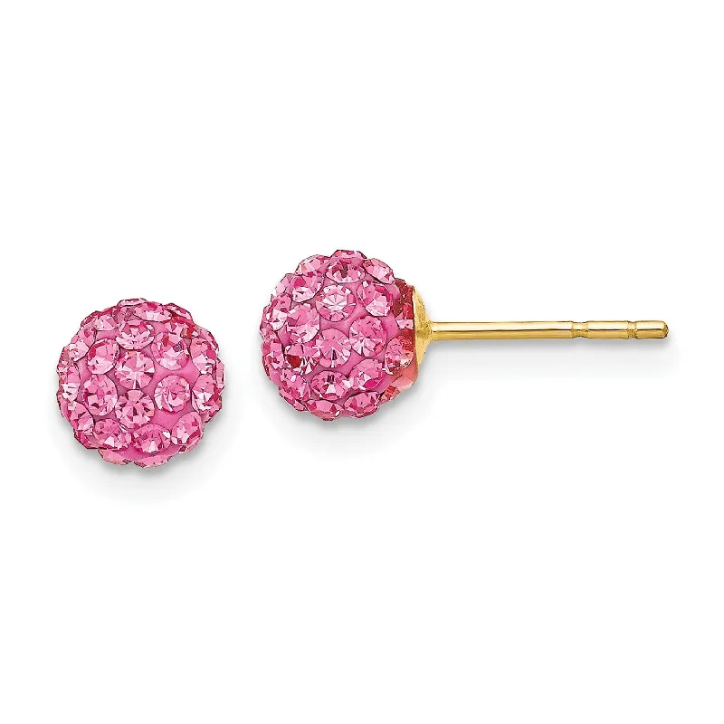 Women’s birthstone earrings-14KT Yellow Gold Crystal 6MM Ball Stud Earrings