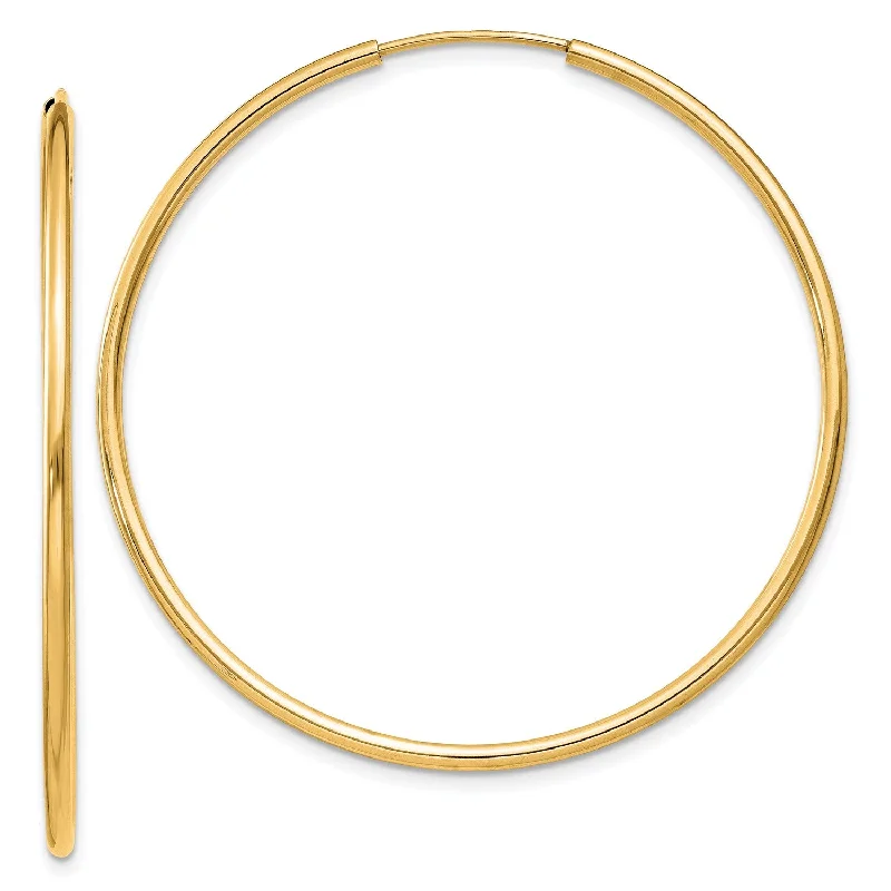 Women’s gold earrings-14KT Yellow Gold 40X1.5MM Hoop Earrings