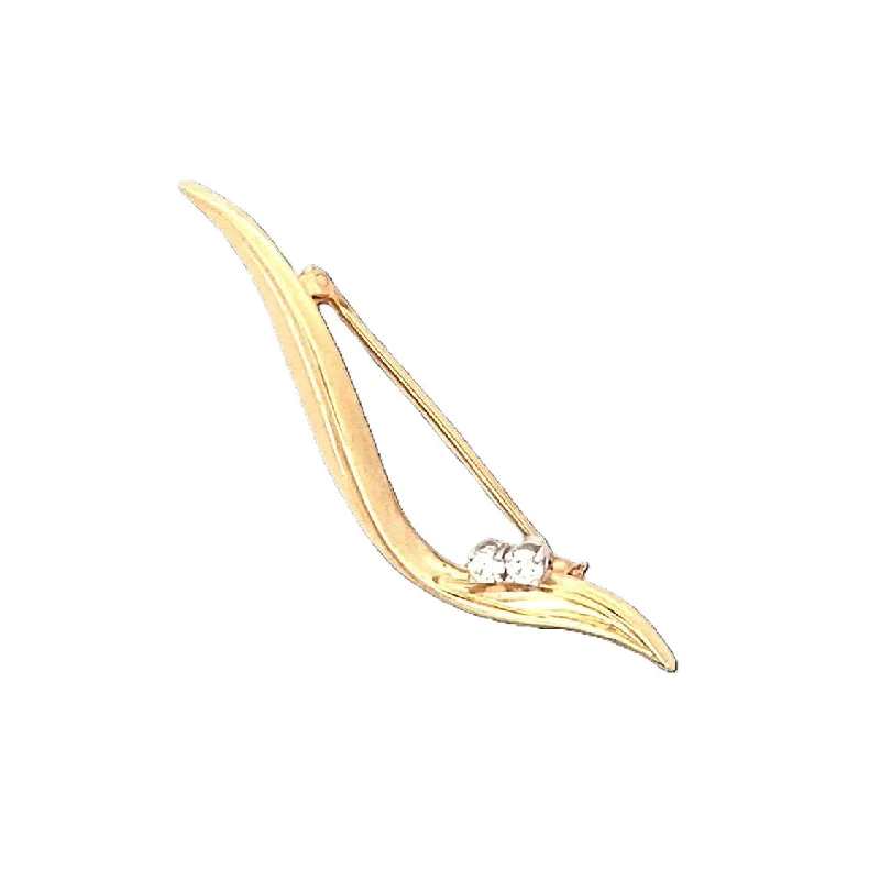 Women’s vintage-inspired engagement ring-Estate Diamond Wave Pin ion Yellow Gold