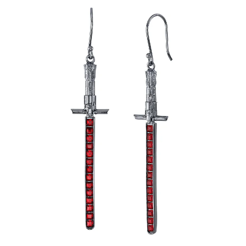 Women’s silver drop earrings-Star Wars X RockLove Kylo Ren Crystal Lightsaber Earrings