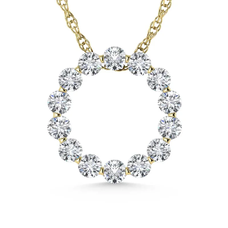 Women’s birthstone necklace-14K Yellow Gold Lab Grown Diamond 1 Ct.Tw. Circle Pendant