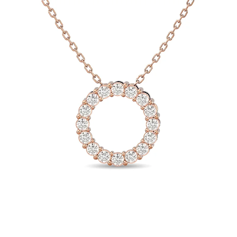 Women’s heart-shaped pendant necklace-Diamond 1/4 Ct.Tw. Circle Pendant in 14K Rose Gold