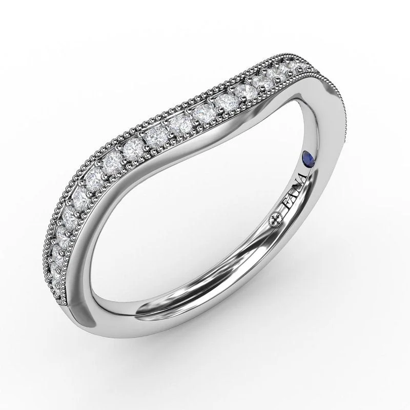 Women’s bespoke engagement ring-Vintage Bead and Channel Set Contour Diamond Band W7231