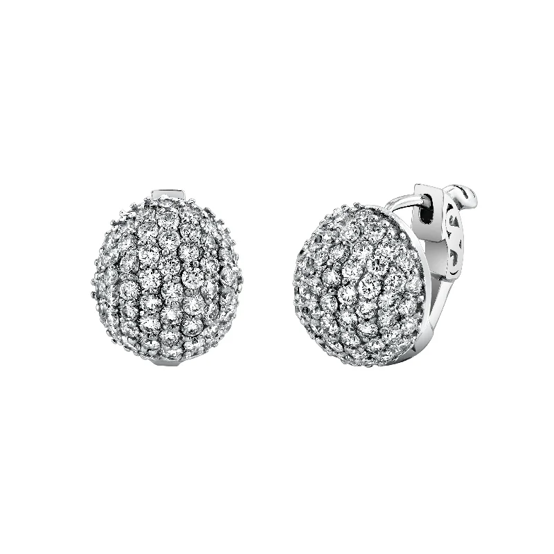 Women’s moonstone earrings-Pavé Dome Huggies