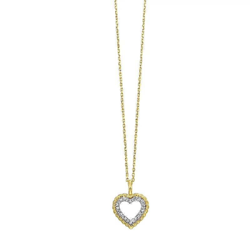 Women’s adjustable necklace-1/20 Ctw Diamond Heart Pendant in 14 Karat Yellow Gold