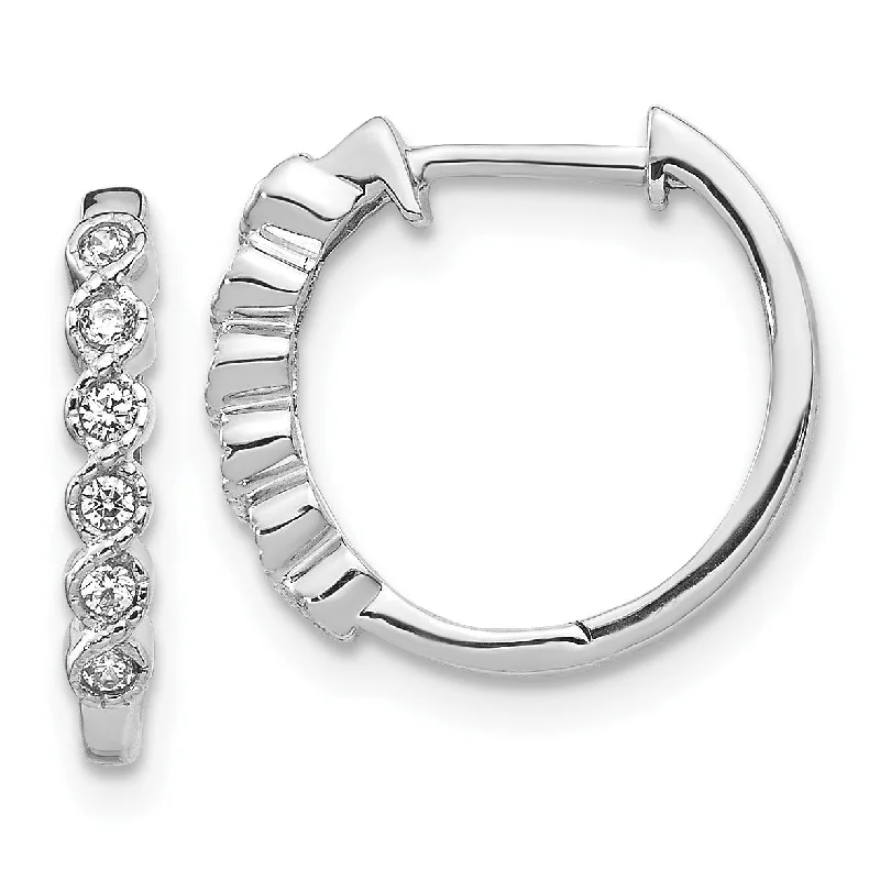 Women’s abstract design earrings-1/8 CTW Diamond Hoop Earrings in 14KT White Gold