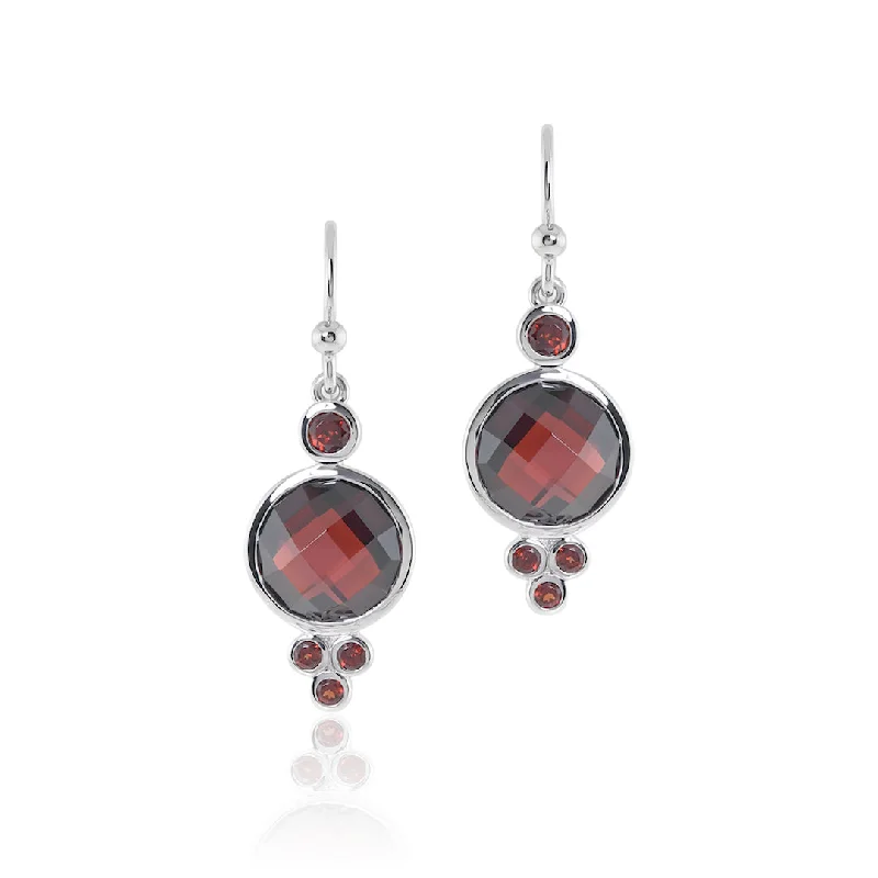 Women’s gold hoop drop earrings-Allegra Drop Earrings in Garnets