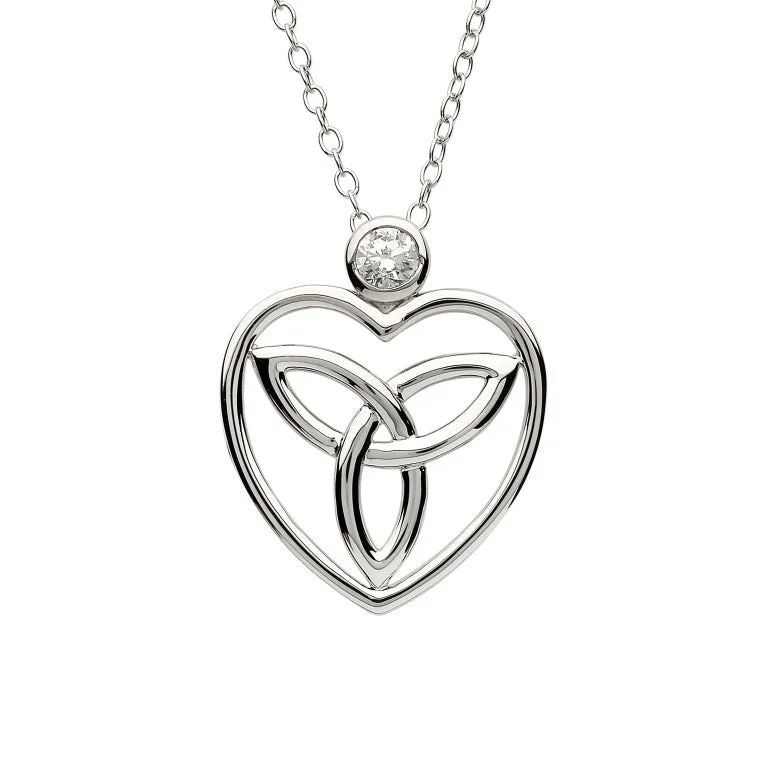 Women’s twisted necklace-Sterling Silver Celtic Trinity Knot Heart Pendant and Chain - TD242