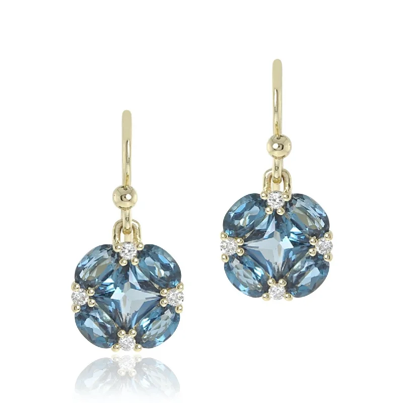 Women’s unique earrings-Quadrille Drop Earrings in London Blue Topaz & Diamonds