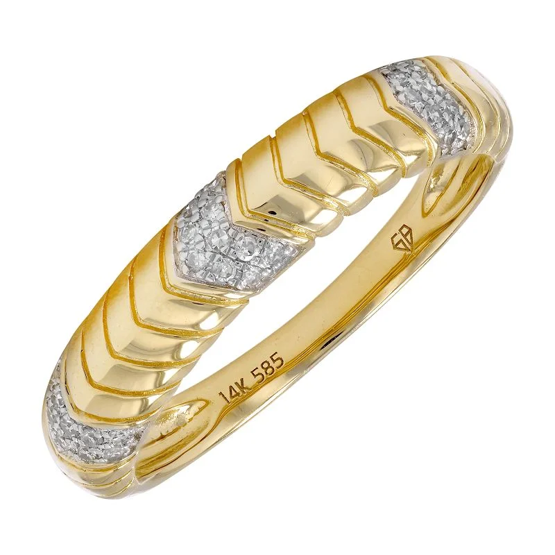 Women’s modern engagement ring-LEA CHEVRON GOLD + DIAMOND BAND RING