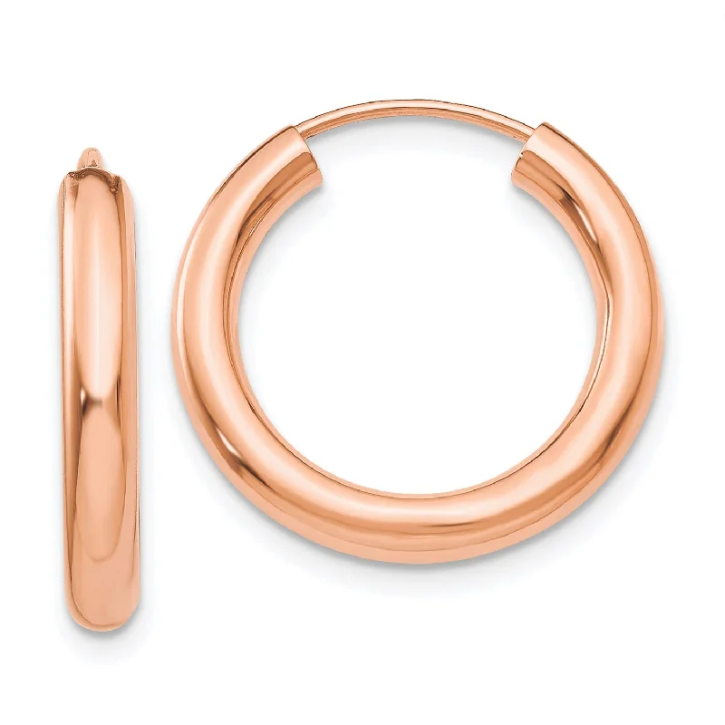 Women’s abstract design earrings-14KT Rose Gold 19X2.85MM Endless Hoop Earrings