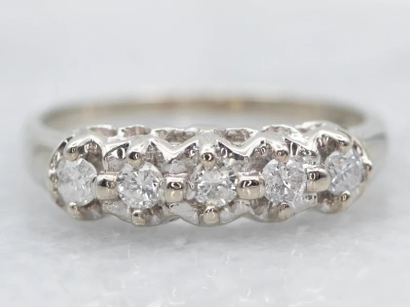 Women’s two-tone engagement ring-Vintage Five Stone Diamond Band