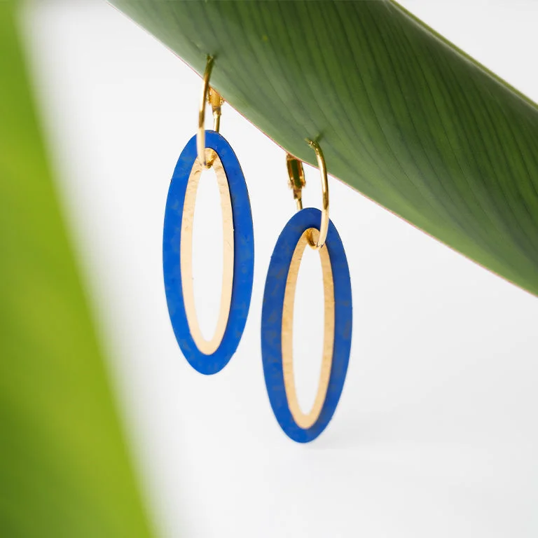 Women’s custom earrings-Hanging Oval Hoops