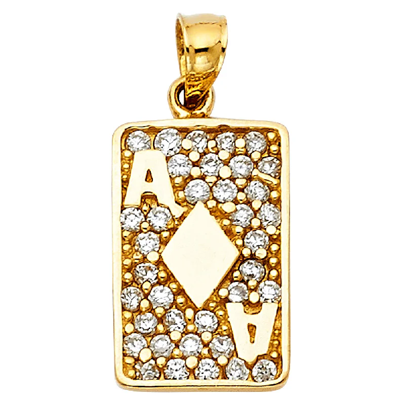 Women’s statement necklace-14K CZ Diamond A Card Pendant