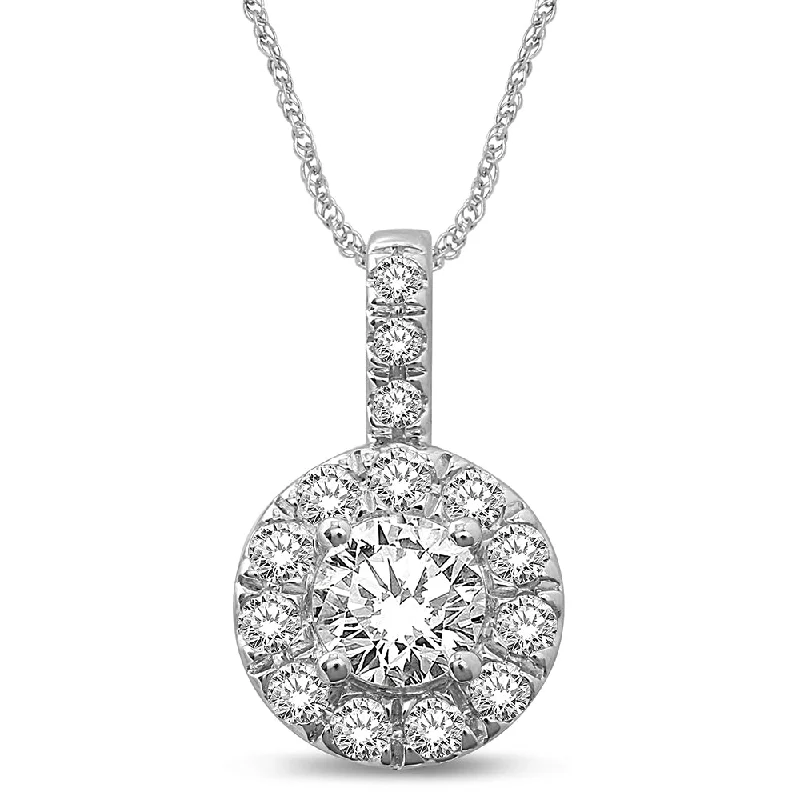 Women’s birthstone pendant necklace-14K White Gold 1 1/2 Ct.Tw. Diamond Fashion Pendant