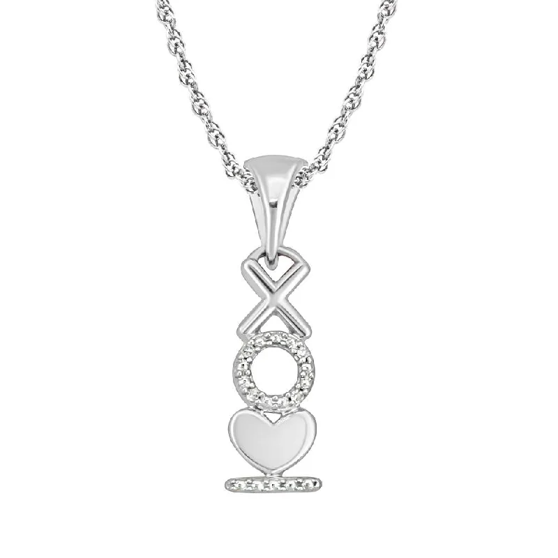 Women’s multi-layered necklace-10K White Gold Diamond Accent Heart Pendant