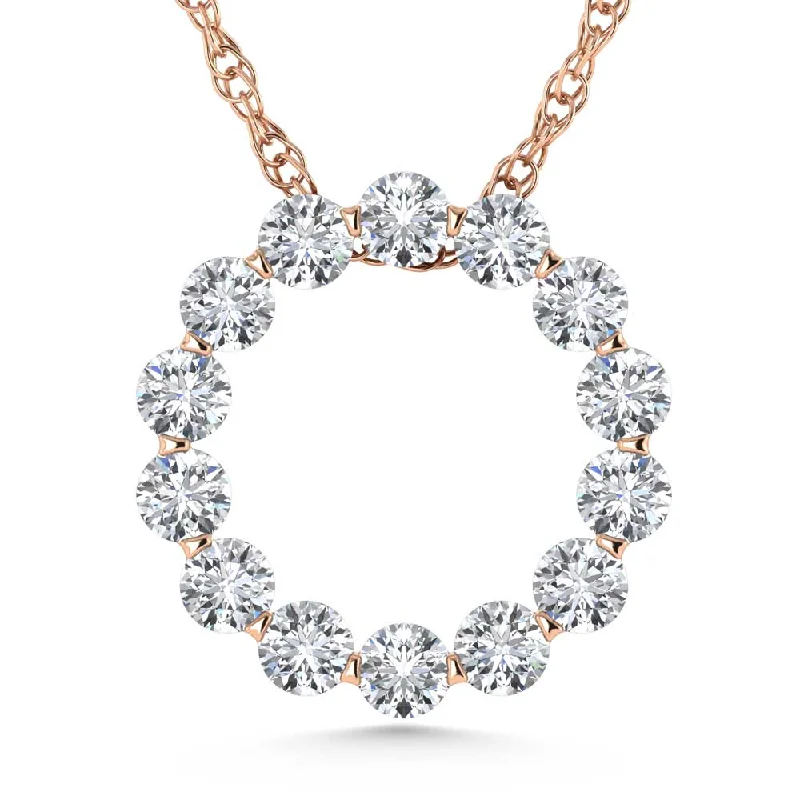 Women’s sapphire necklace-14K Rose Gold Lab Grown Diamond 1 Ct.Tw. Circle Pendant