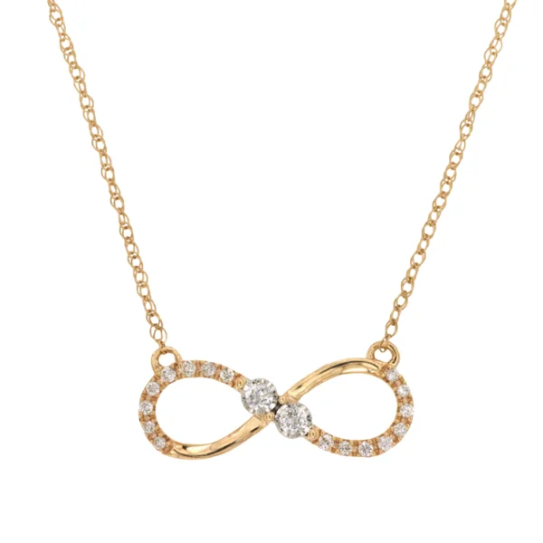 Women’s heart-shaped necklace-14 Karat Yellow Gold 1/10 Carat Diamond Infinity Pendant