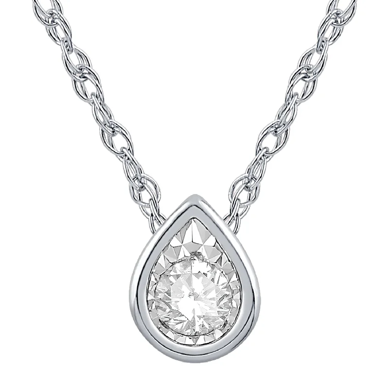 Women’s three-layered necklace-10K White Gold Diamond Pendant