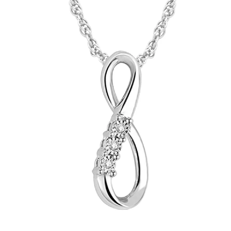 Women’s cubic zirconia necklace-Sterling Silver Diamond Accent Infinity Pendant