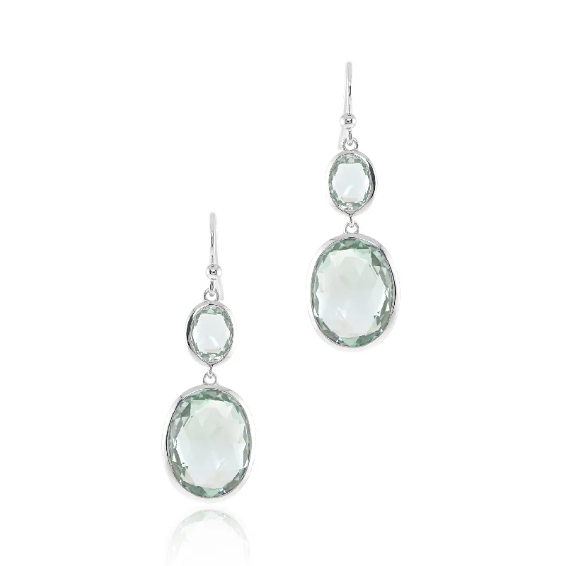 Women’s moonstone earrings-Raindrop Earrings in Green Amethysts