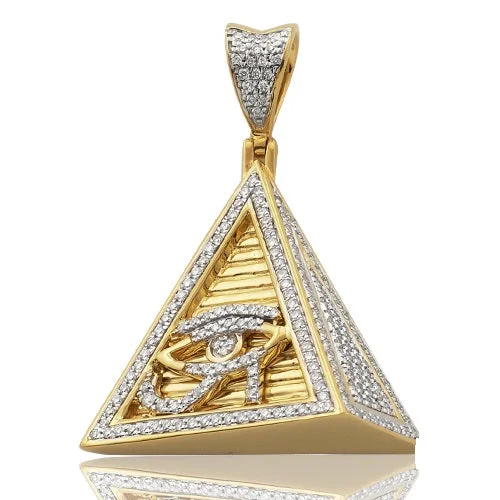 Women’s blue sapphire necklace-10K 0.65CTW DIAMOND EYE ON PYRAMID PENDANT