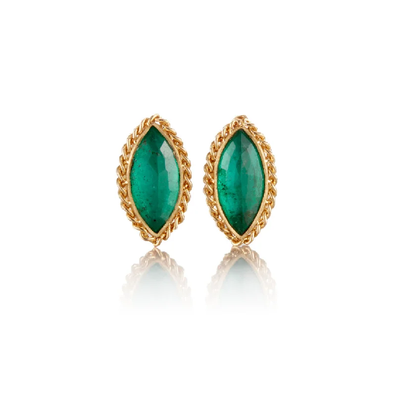 Women’s artistic earrings-Emerald Marquis Stud Earrings